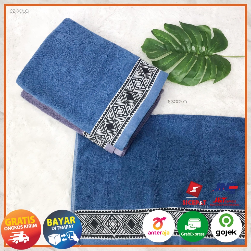 Ezpata Handuk Mandi Dewasa Ukuran Besar 137x72cm Microfiber Premium Motif Bordir Geometris Termurah Terbaru