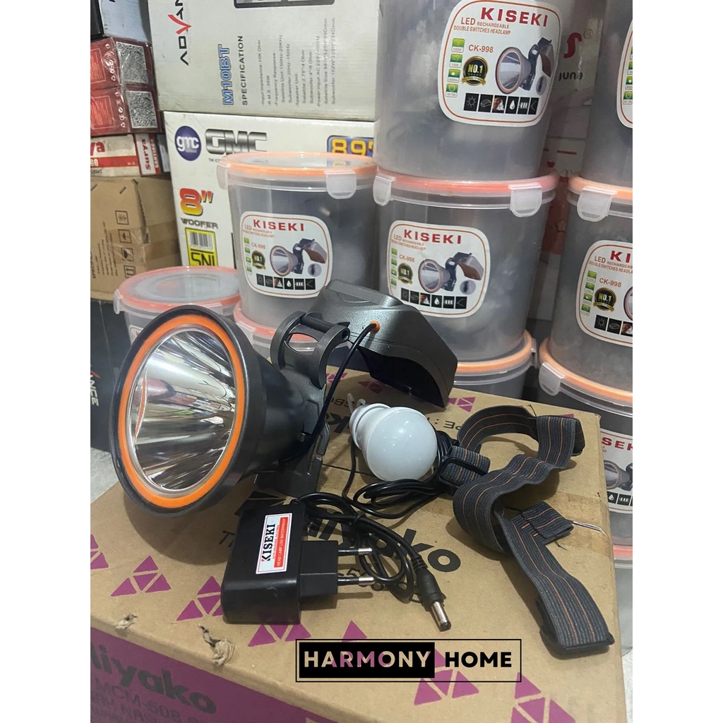 Senter Kepala LED 200W Asli Kiseki CK - 998 Baterai Lithium 10000mAh Jarak 500meter / Senter kepala jarak jauh 200W 500meter Rechargeable