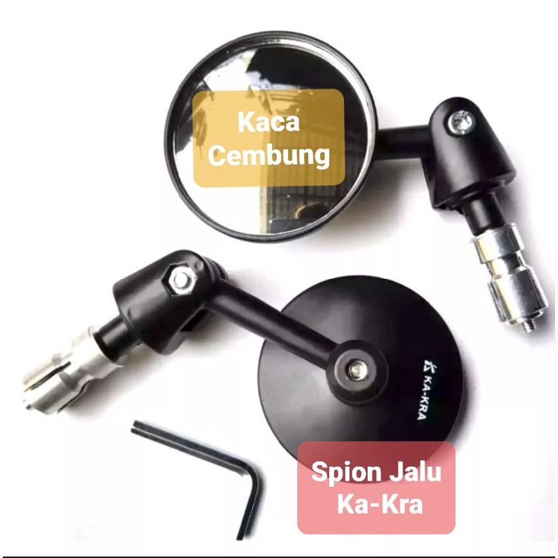 Kaca Spion Sepeda Motor Jalu Bulat Cembung Dengan Kunci L Steel