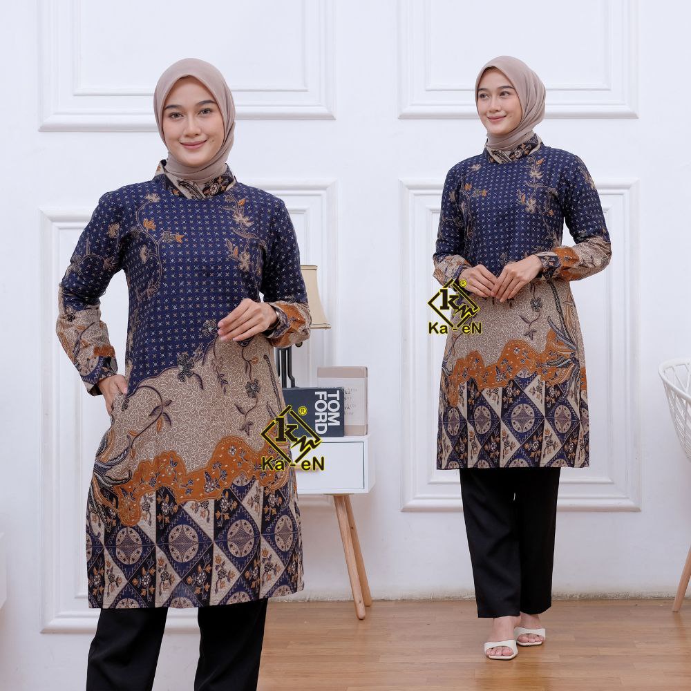 Batik Couple Modern Tunik Batik Wanita Atasan Batik Kerja Kantor Wanita