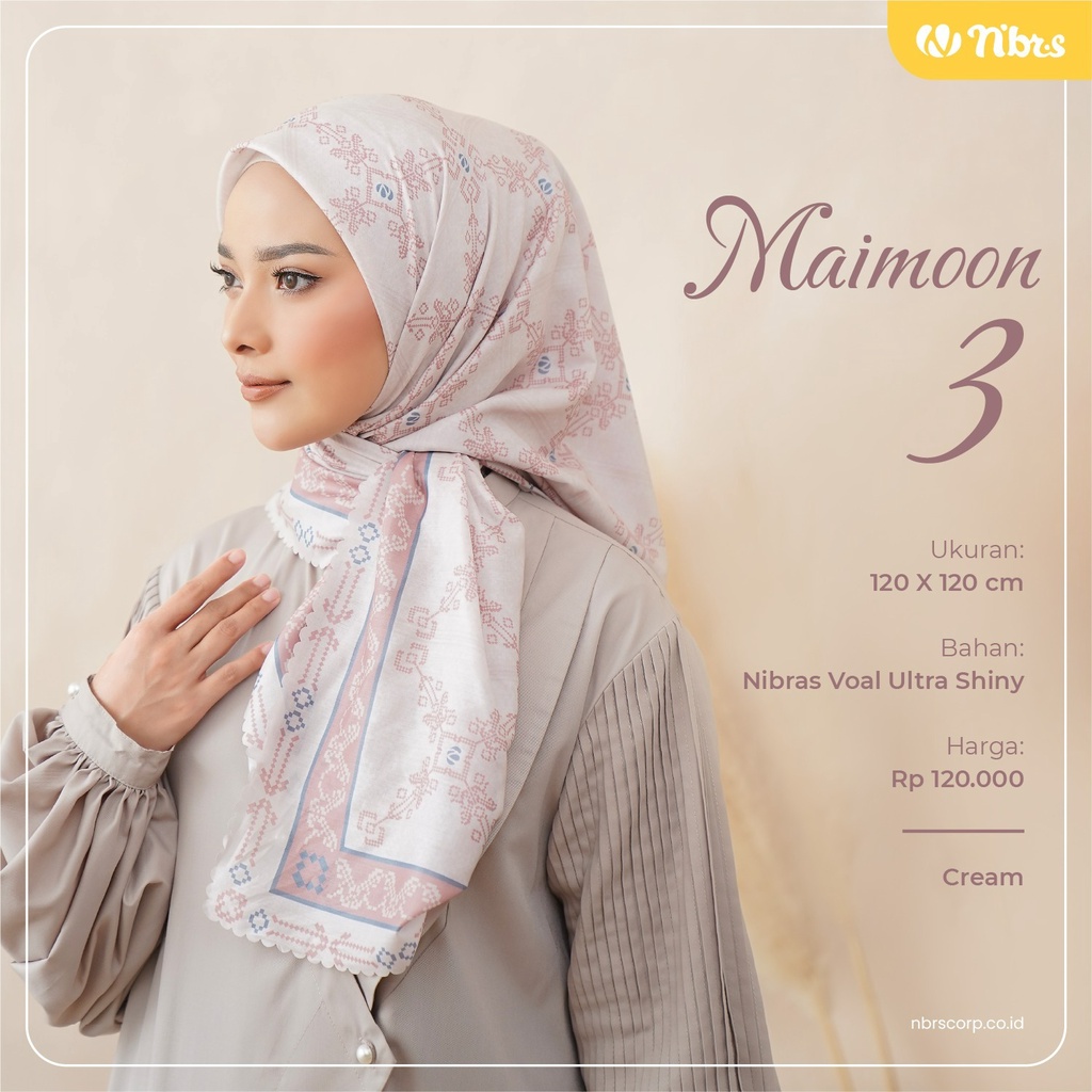 New Collection Nibras Hijab Nusantara Scarves MAIMOON 3 SERIES Jilbab Segiempat Motif Modern Kekinian by NBRS Hijab