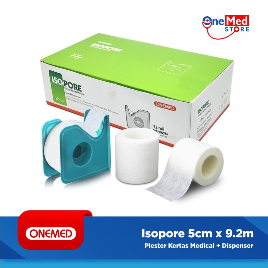 Isopore 5cm x 9,2m + Dispenser Onemed Plester Kertas Medical