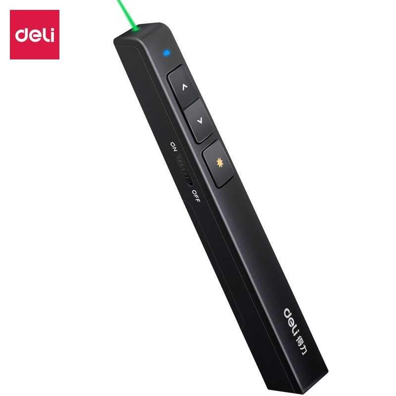 Deli Laser Pointer Presentasi Wireless Slideshow Green Light 100 Meter - 2802G - Black