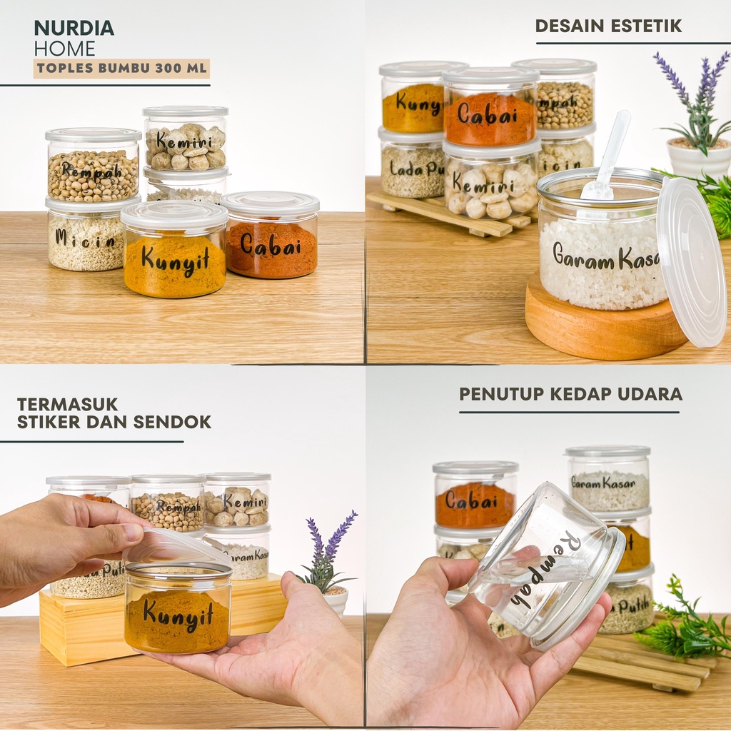 Toples Bumbu Dapur 300 ml Nurdia Home (Tempat bumbu dapur / Wadah bumbu / Botol Bumbu) - J02