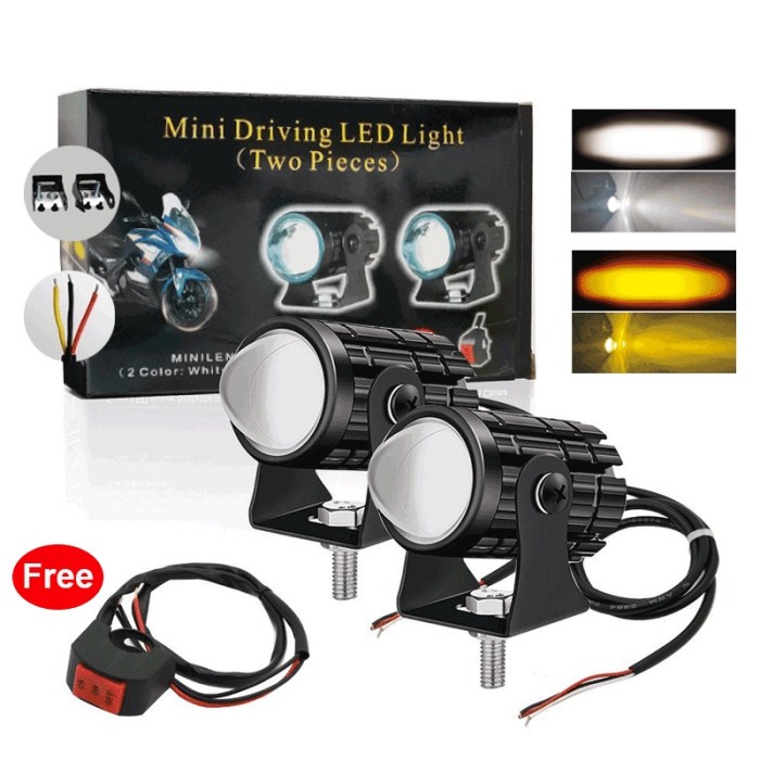 Terlaris Lampu Led Motor Dan Mobil 2 Mode Lampu Dekat Kuning/Lampu Jauh Putih