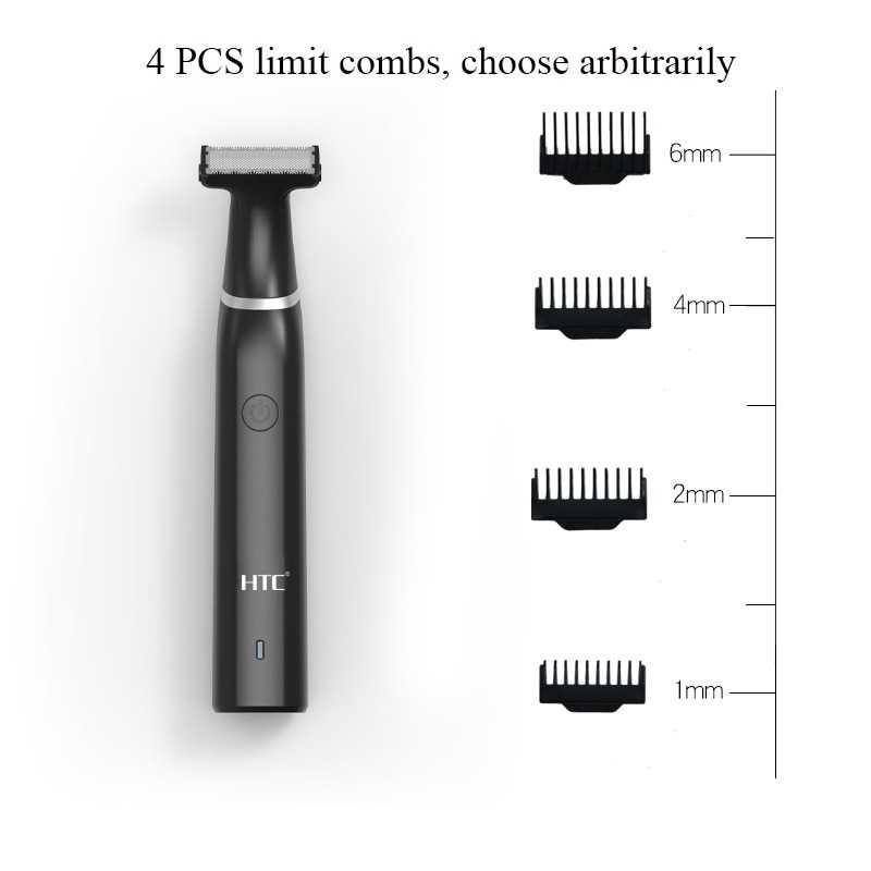 HTC Alat Cukur Kumis Elektrik Trimmer Shaver Dual Blade Waterproof - GT-266 - Black