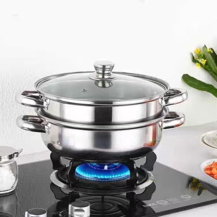 [Fryer] Deep Fryer Pan Panci Kukusan Double Wajan Steamer Pan Stainless Steel [Dapur]