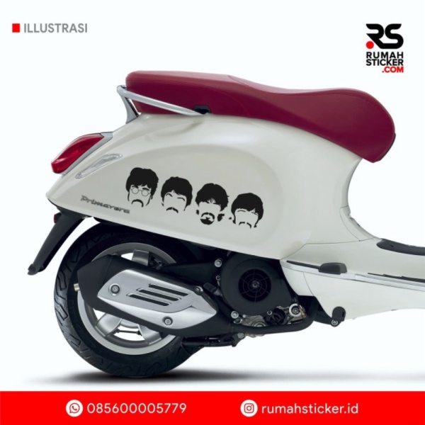 Promo Sticker / Stiker Cutting Decal Vespa Scoopy DLL The Beatles Face Old Limited