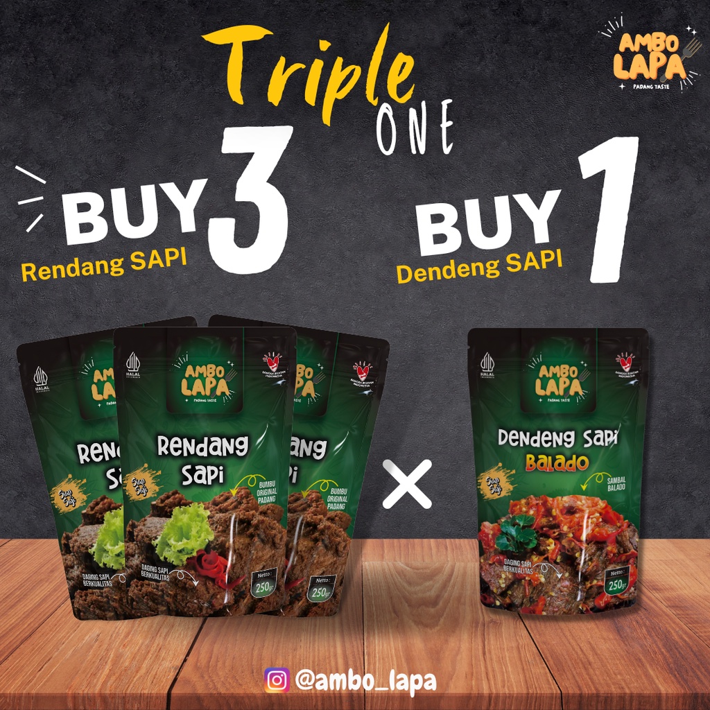 

Ambolapa - Paket 3 Rendang sapi 1 Dendeng Balado