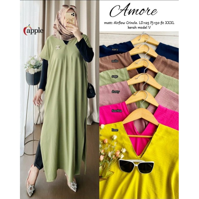AMORE / KAFTAN LENGAN PENDEK / KAFTAN POLOS /DAILY KAFTAN