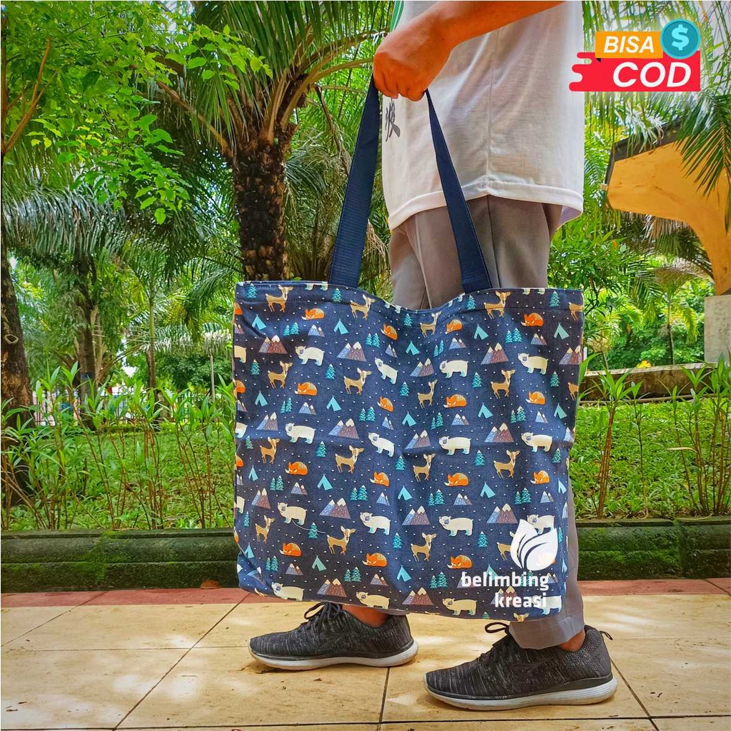 LAUNDRY BAG JUMBO Tas laondry baju pakaian model totebag jinjing bahan kain kanvas motif tebal resle