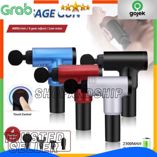 Unik ALAT PIJAT GETAR MASSAGE GUN SPEEDS 6 KEPALA MASSAGER GUN ORIGINAL Limited