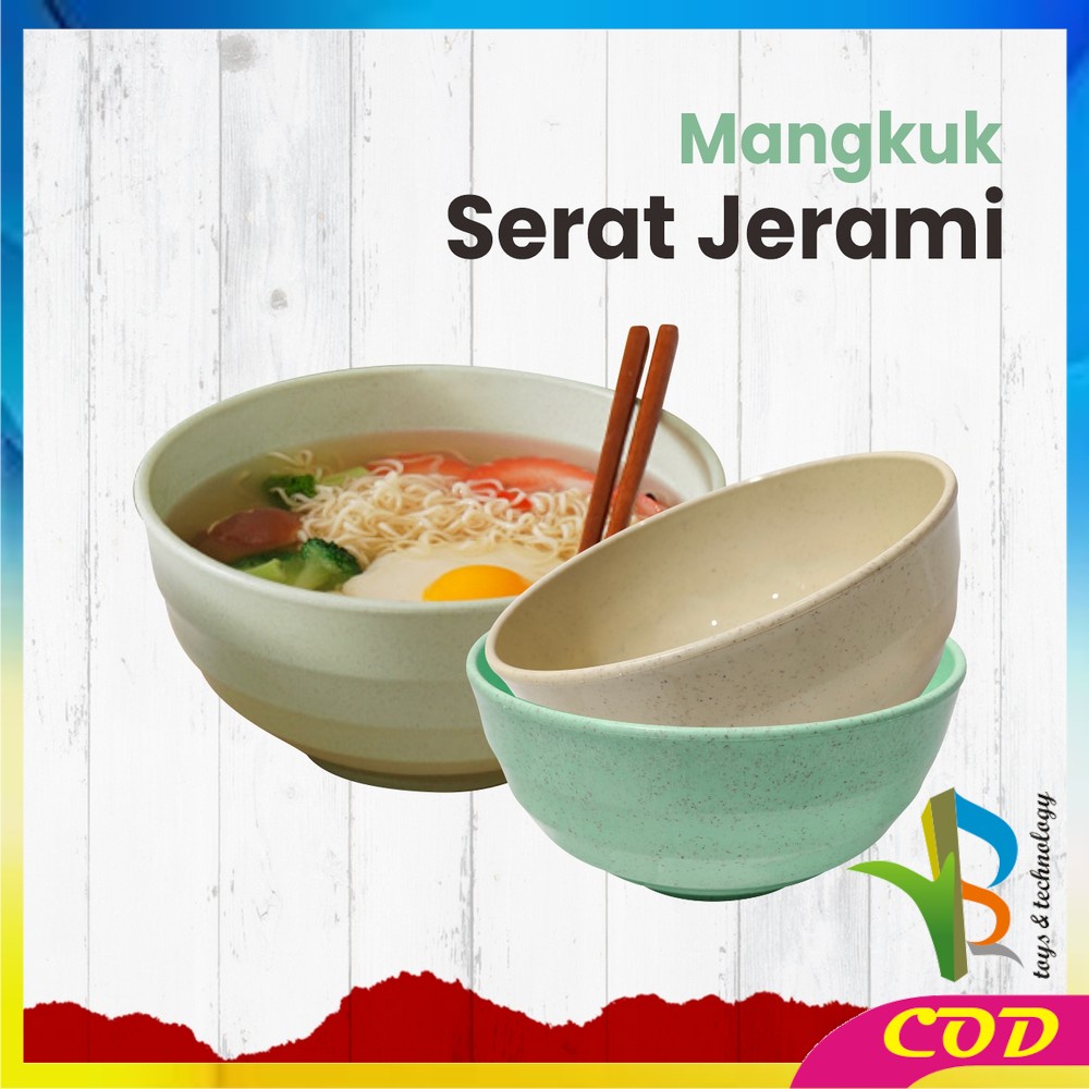 RB-C810 Mangkok Set 4PCS 19CM Wheat Straw Bowl Mangkuk Jerami Gandum Ringan untuk Nasi / Sup Mie / Sereal / Alat Makan Plastik Warna-Warni