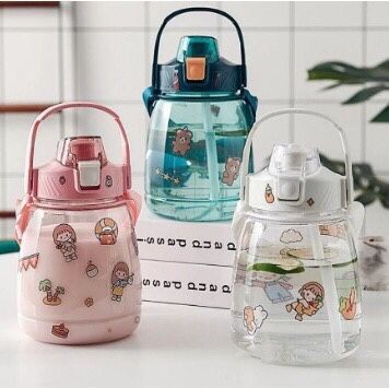 Botol Minum Anak Gemoy Transparan Bening 1,3Liter FREE STIKER 2D&3D