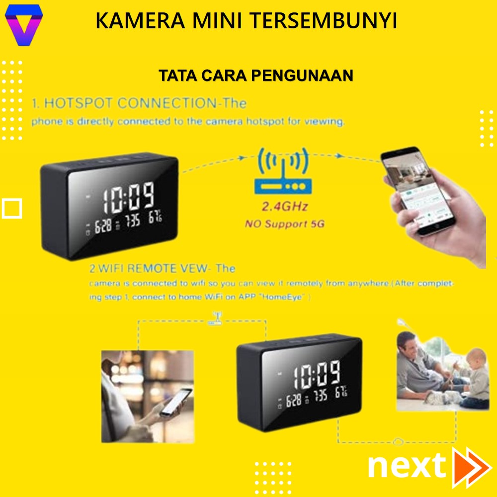 CCTV MINI TERSEMBUNYI TANPA KABEL KONEK HP JARAK JAUH IP CAMERA CCTV WIFI TANPA KABEL SPY CAM HIDDEN CAMERA MODEL JAM Desk Clock Alarm Digital FHD 1080P JS168