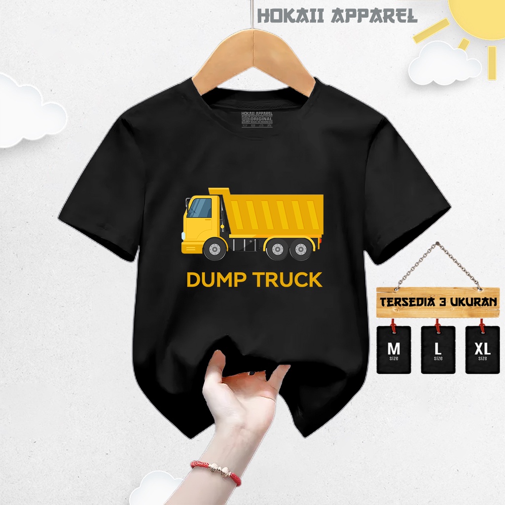 Kaos Anak Laki Laki Lengan Pendek Usia 3-9th Dump Truck | Baju Kaos Anak Distro mainan Truk Pasir Si