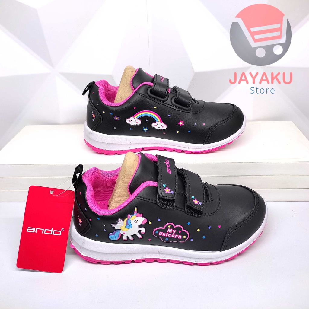 Sepatu Sneakers Anak TK 29-32 Ando Minicorn Model Terbaru Fashion Shoes Sport dengan Perekat Cocok untuk Anak Perempuan Elina Lily Fly