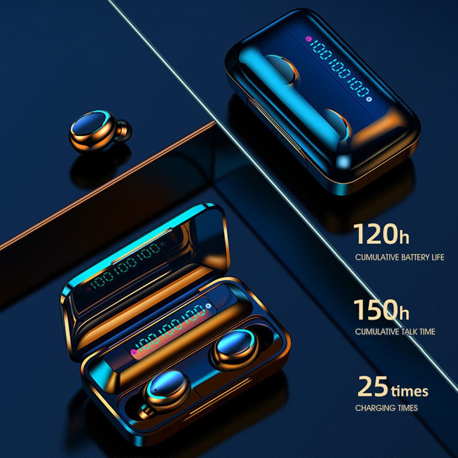 Headset Earphone Elite TWS F9-5 Digital 8D Stereo Wireless Bluetooth