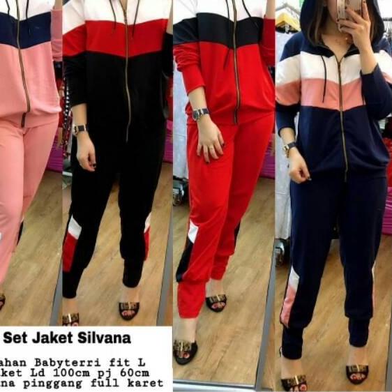 Ms() Set Jaket Silvana / setelan training wanita lengan panjang