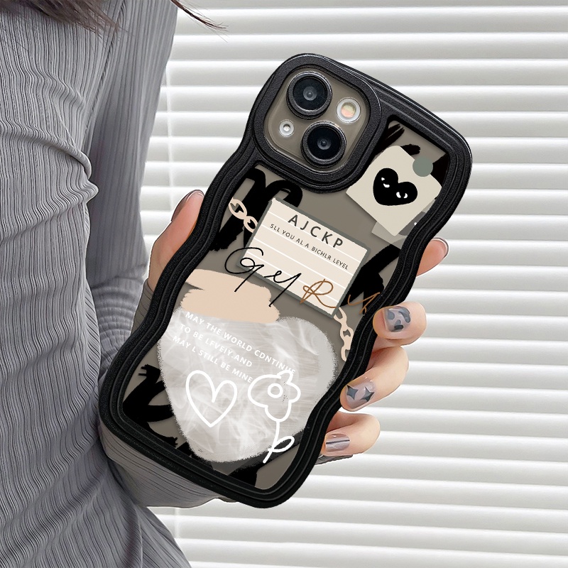 Soft Case TPU Motif Kartun Graffiti Hati Untuk iPhone 11 12 14 13 Pro MAX XR 7 8 Plus 6 6s Plus 14 Plus X XS MAX SE