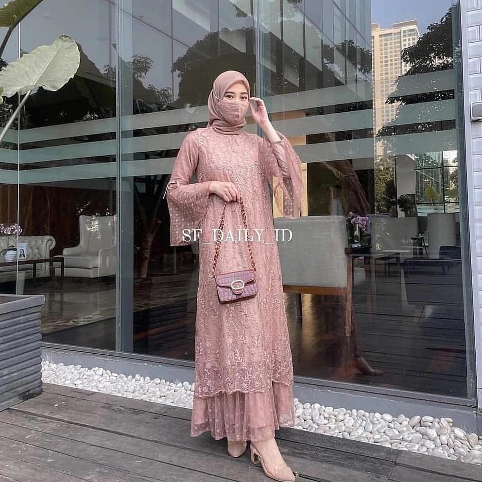 PROMOSI  6.6 [ORI]RIRIN DRESS BRUKAT TILE IMPORT/GAMIS BRUKAT/DRESS MUSLIM/KEBAYA MODERN TERBARU 202