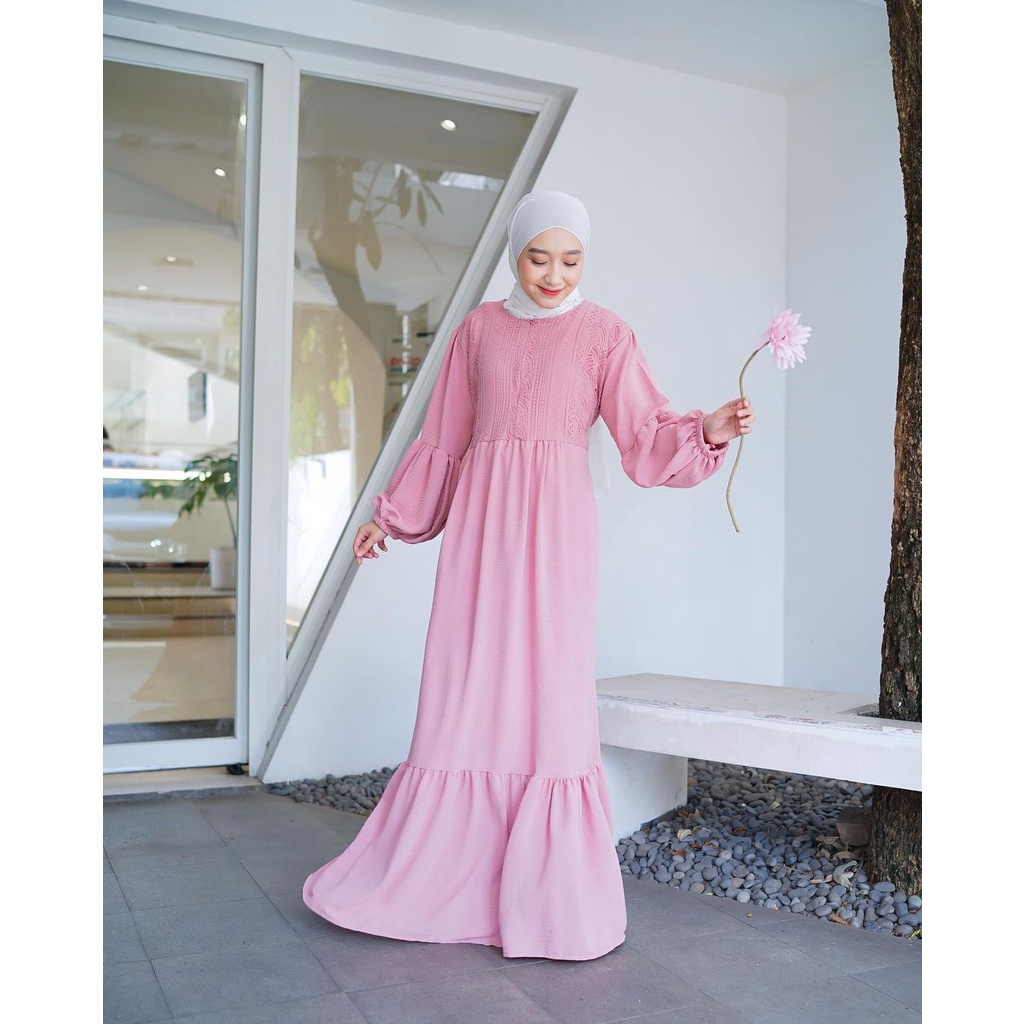 JAHIRA DRESS GAMIS MUSLIM WANITA DRESS CRINKLE MIX BRUKAT