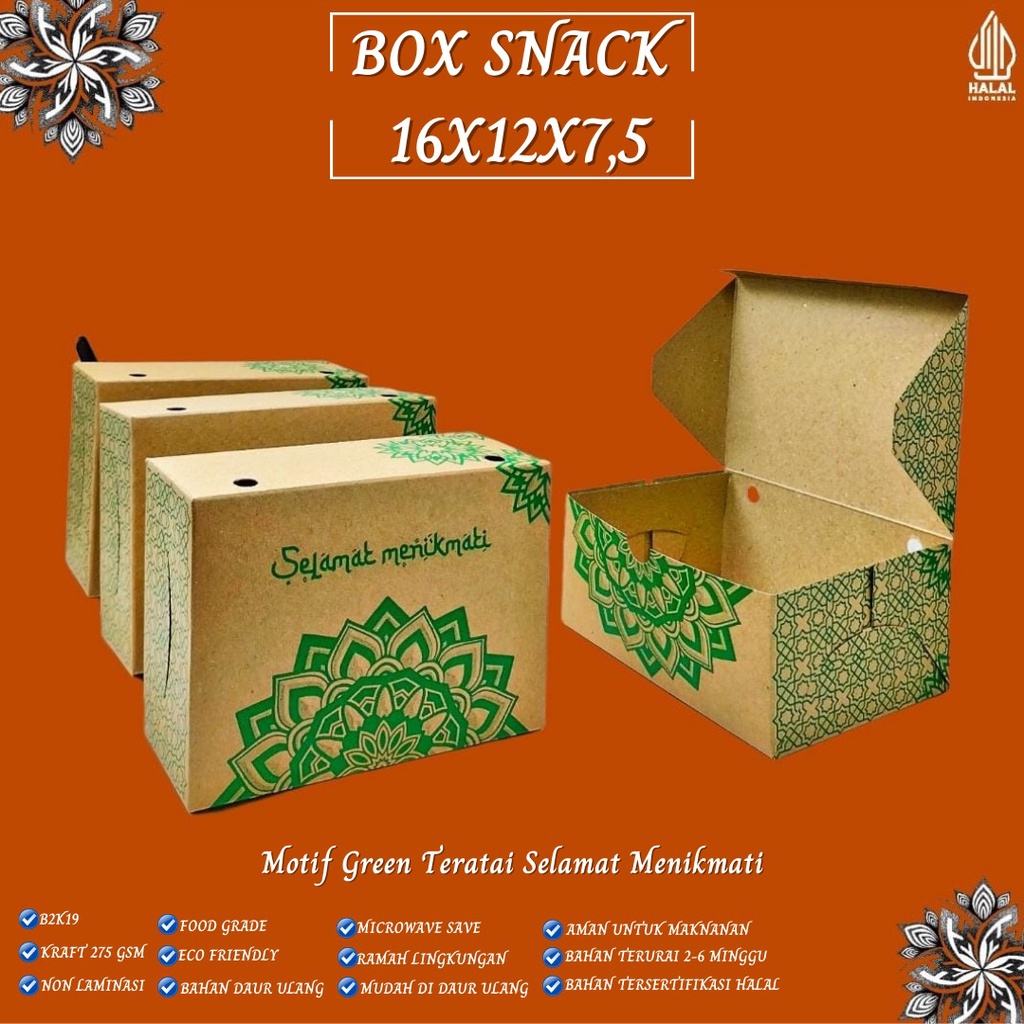 Snack Box 16x12 Dus Snack Motif Teratai (B2K19-16X12X7.5 Cm)