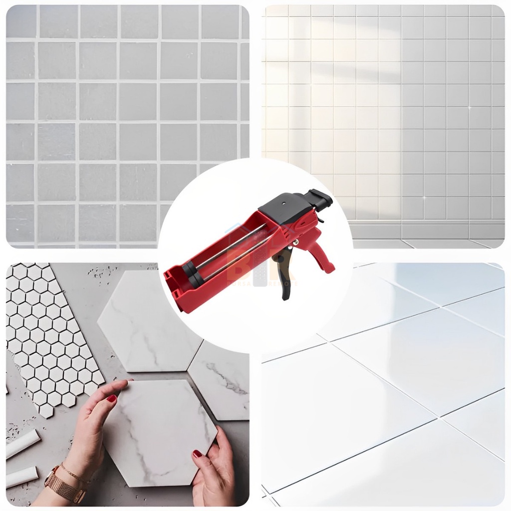 Alat Tembak Lem Silicone Double Caulking Gun Sealant Chemical Manual Tile Grout Epoxy Grout Glitter Nat Keramik