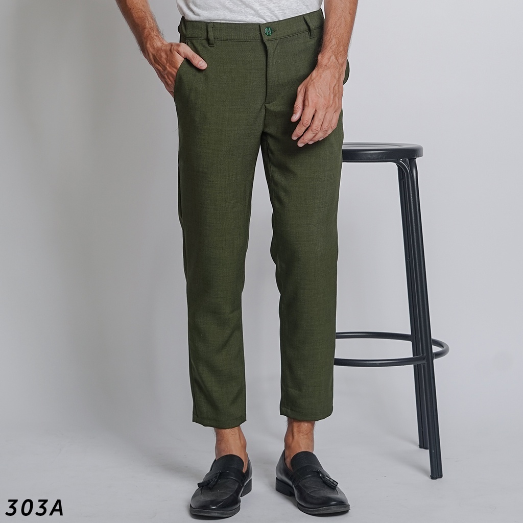 HSRM Celana Dapper Ankle Pants Green 303 A | Celana Formal Ankle Pants Pria