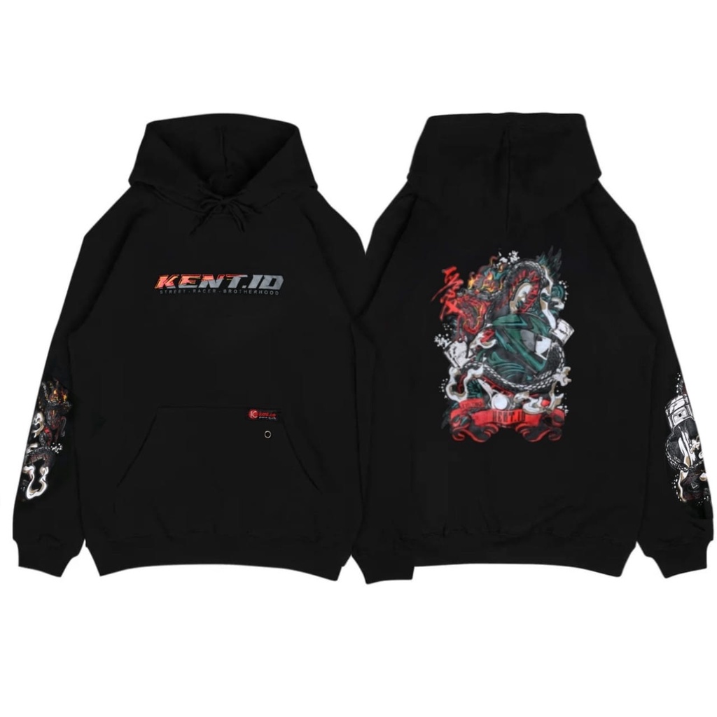 Kent Jaket Sweater Hoodie Hitam Unisex Kent Id Font Big