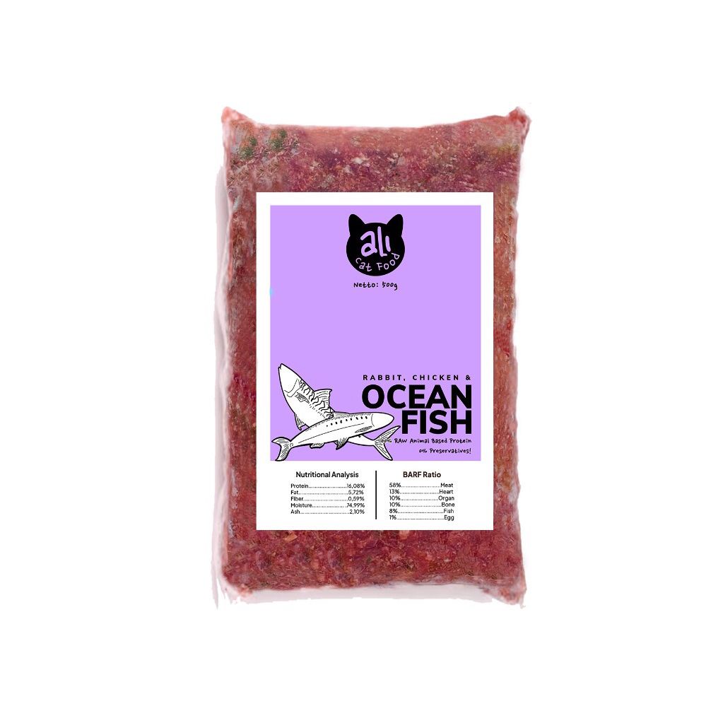 Ocean Fish Rabbit & Chicken - Ali Cat Food - Raw Food - Makanan Kucing