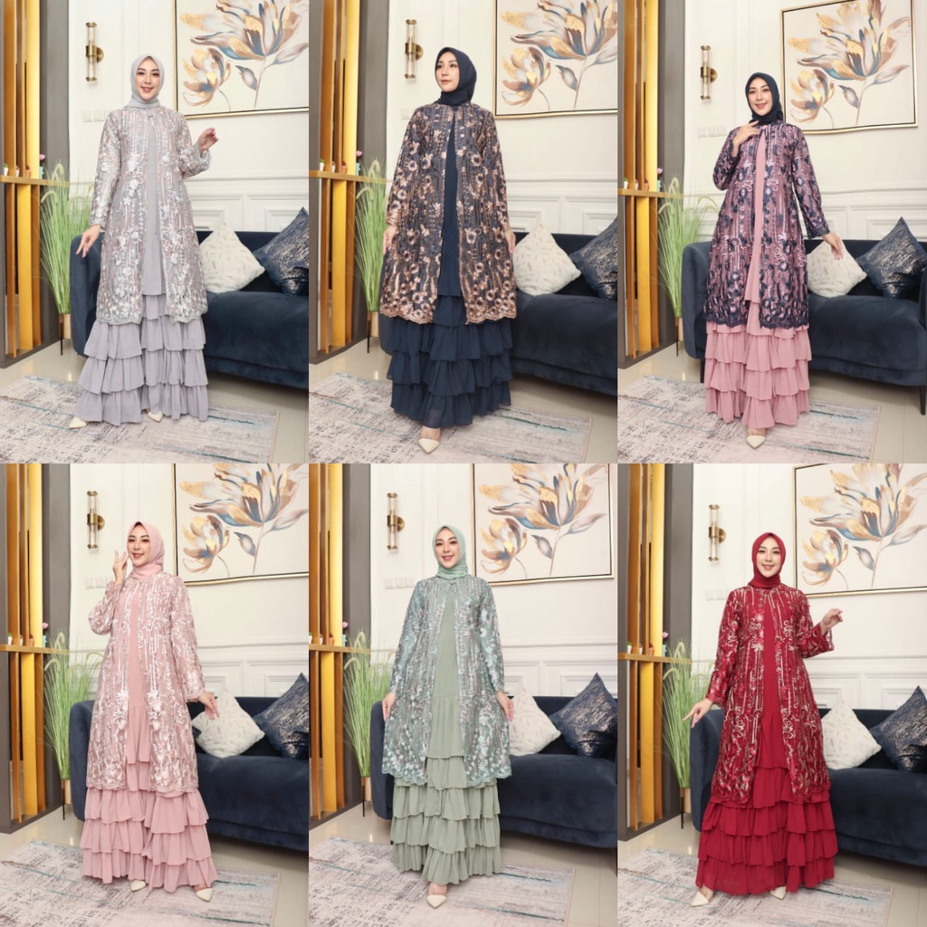 zivana_busana// Gamis “Lady Queen”OUTER Bahan Tile eksklusif Bordir *full dalaman ,kombinasi   SERUT