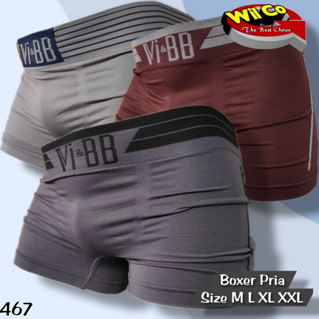 K467T - (HARGA PER 3 Pcs) CELANA DALAM BOXER PRIA DEWASA Vi BB PRIA IMPORT SIZE M - XXL