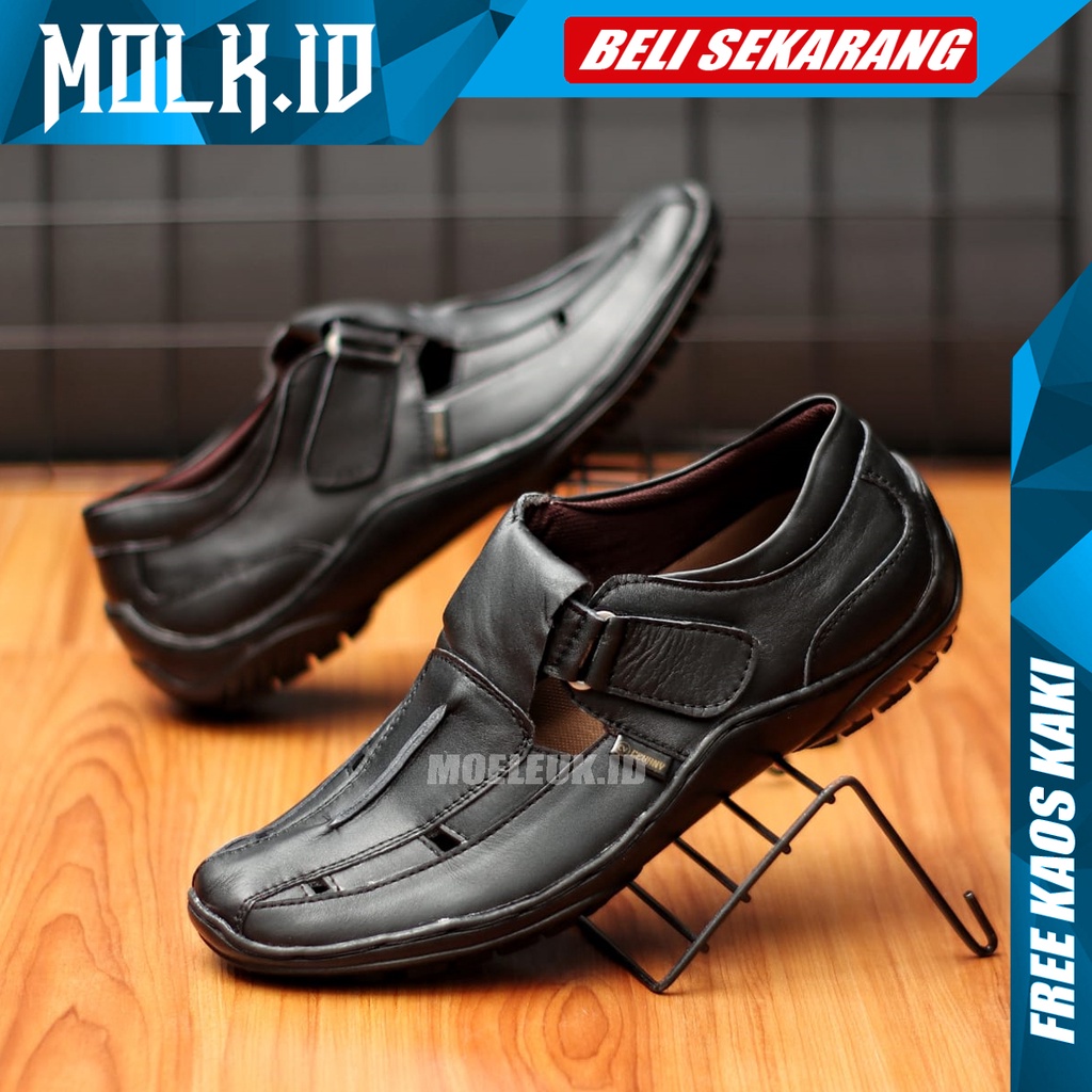 MOLK|Sepatu Slip On Kerja Pria Kulit Asli Original Pantofel Pria Hitam Trendy Masa Kini Sepatu Slop Pria Sepatu Casual Pria