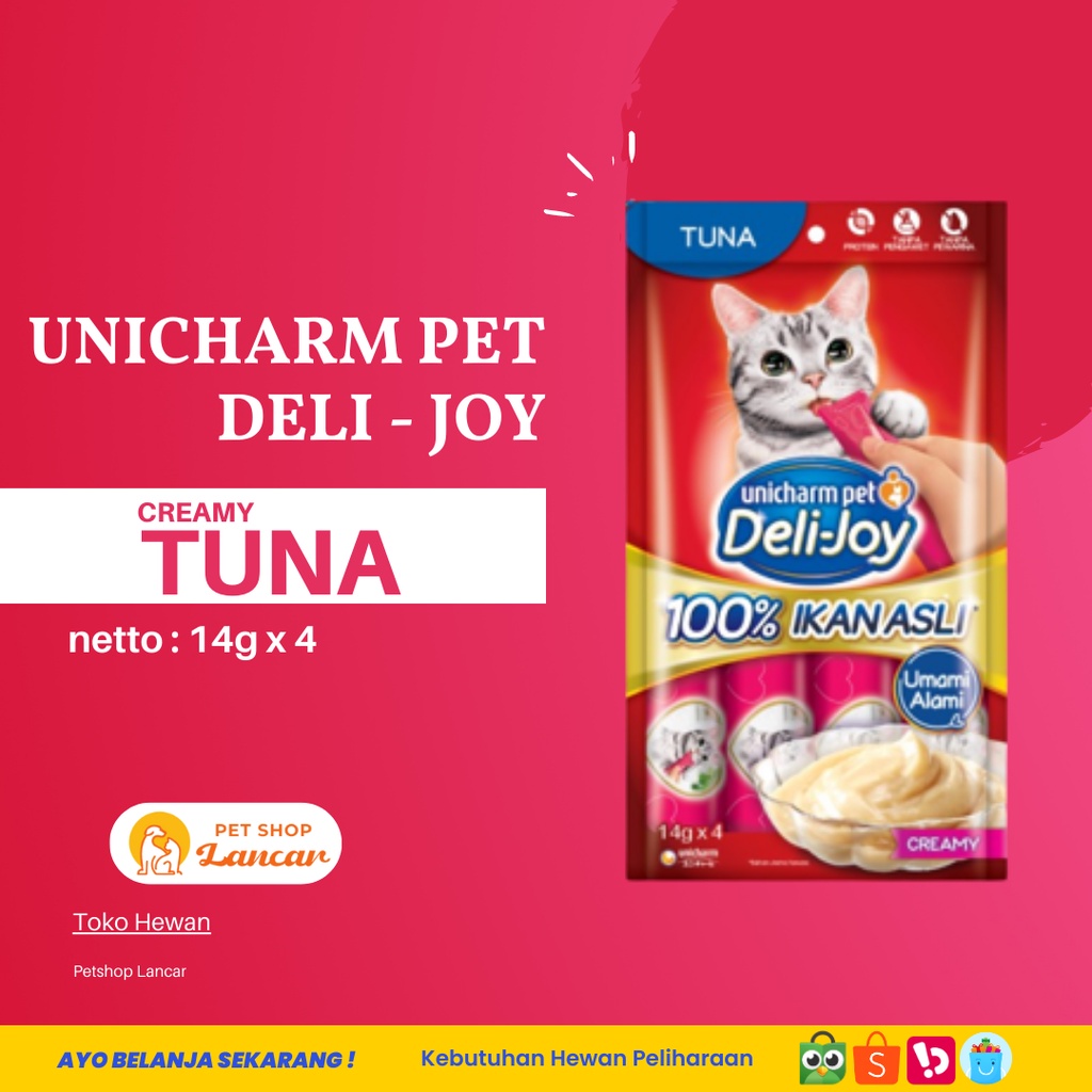 Deli-Joy Snack Kucing Basah 14 g - Creamy Rasa Tuna