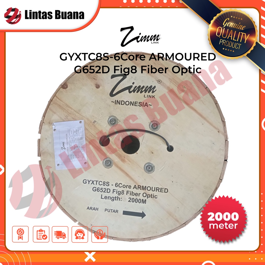Kabel Drop Core 6 Core FIG 8 Single Mode 2000 Meter Zimmlink Armoured
