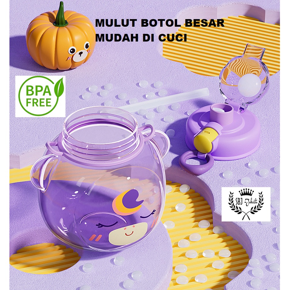 BOTOL MINUM ANAK BEAR FORCE DIY STICKER BPA FREE 1100ml DENGAN TALI DAN SEDOTAN