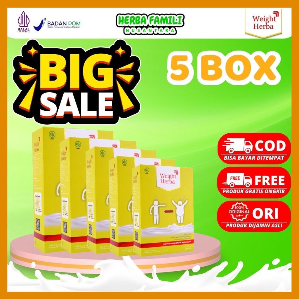 

[BIG SALE 5 BOX] | Weight Herba | Susu Kambing Dari Bahan Herbal Alami Yang Bantu Meningkatkan Nafsu Makan Secara Drastis