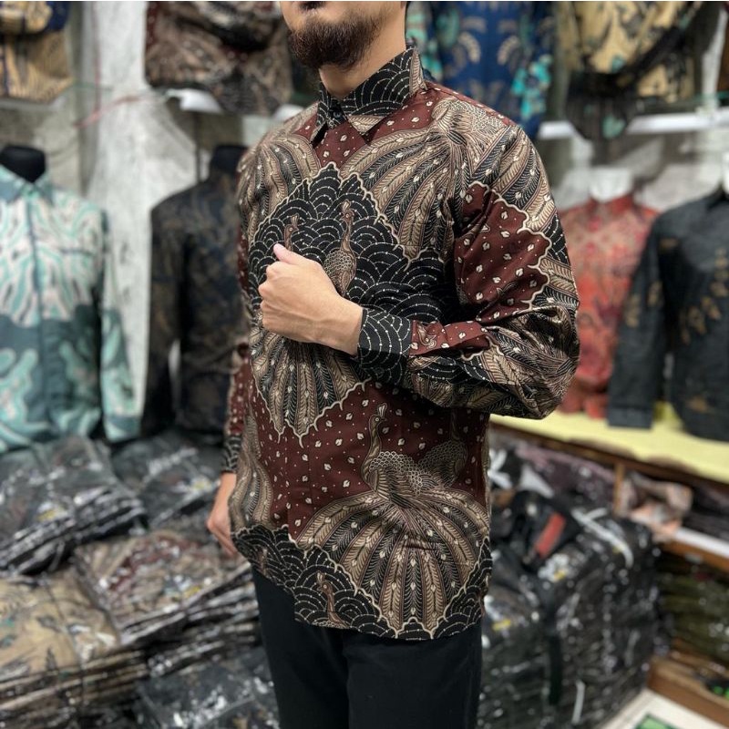 Baju Kemeja batik pria cowok cowo lengan panjang pendek pekalongan solo seragam jumbo premium G07