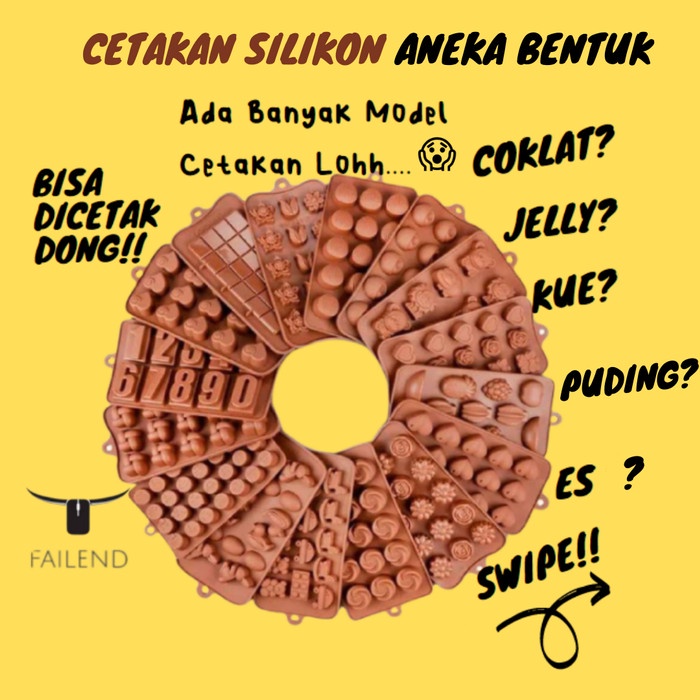 [Cetakan ] Cetakan Silikon Coklat Kue Puding Karakter [Kue]