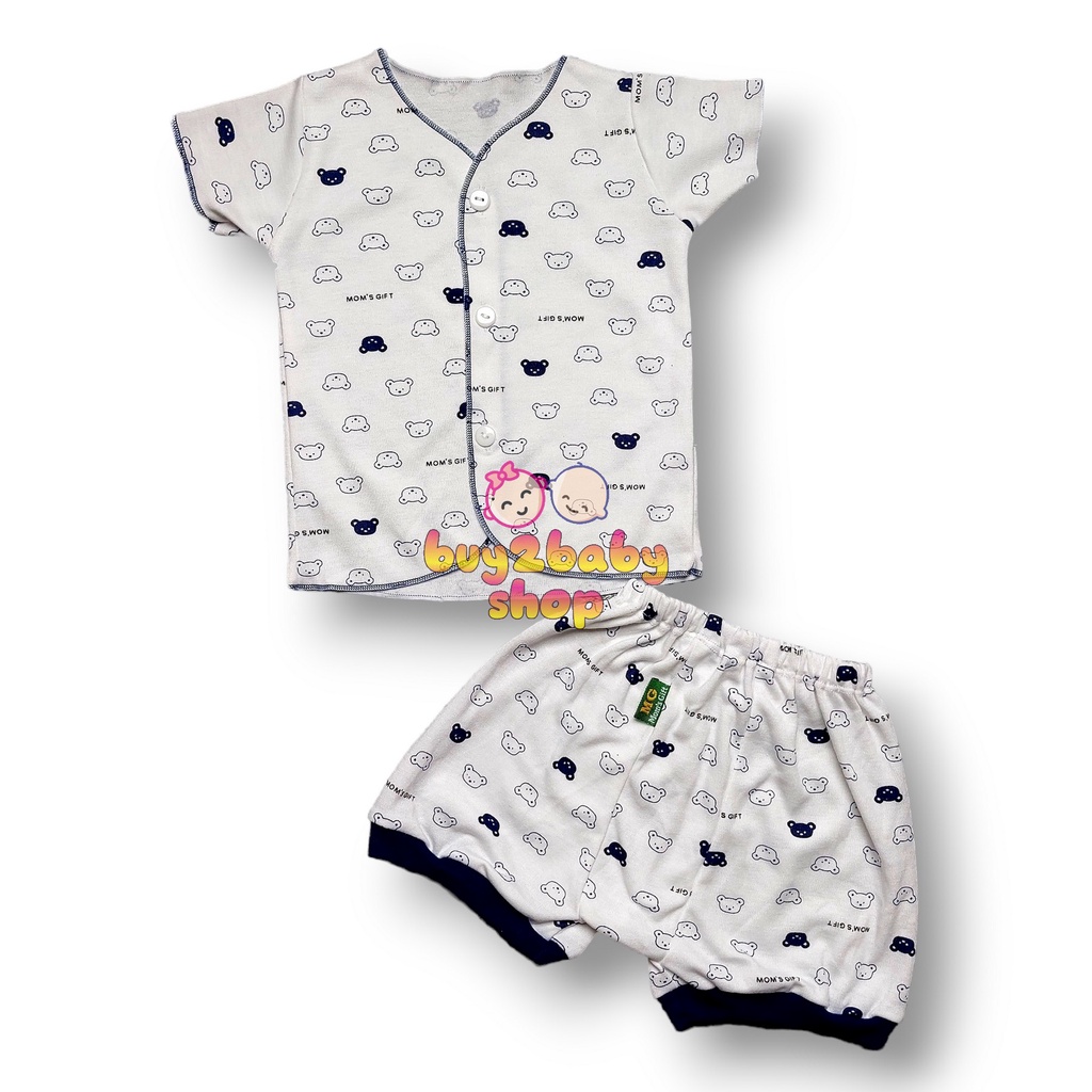 Terbaru 3 setelan baju bayi celana pendek bayi 3 motif Moms Gift bayi usia 0-3 Bulan