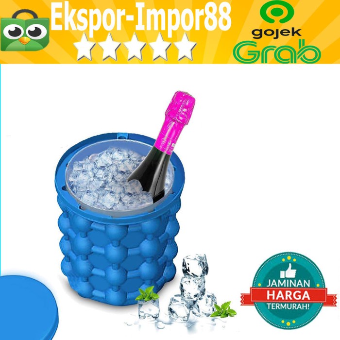 [Cetakan ] Tempat Cetakan Es Batu Bulat Karet Silikon Dengan Penutup Biru [Kue]