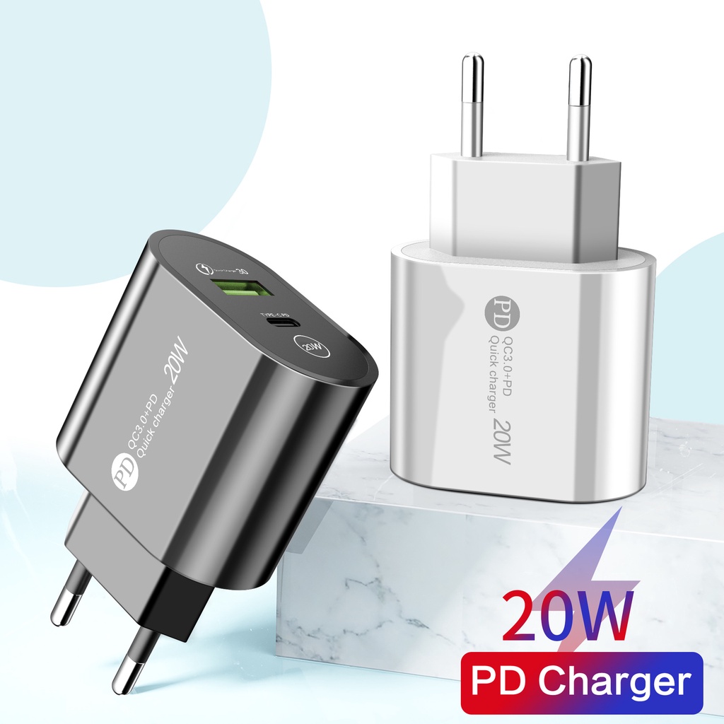 Usb+pd12w Charger Handphone 5V2.4A Adaptor Cas Hp Tipe-C PD Pengisi Daya Adopsi Handphone Untuk i-phone Tipe C Android