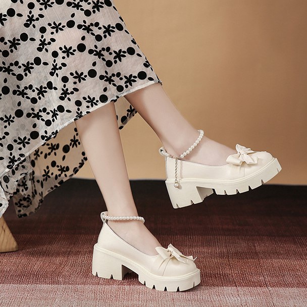 FD Marry Jane Shoes Wanita Sepatu Docmart Pearl Cewek Kasual Korean Style KI-058