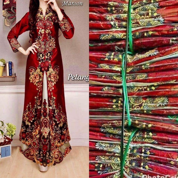 KEBAYA MODERN ABAYA TAVETA SILK IMPORT MAROON
