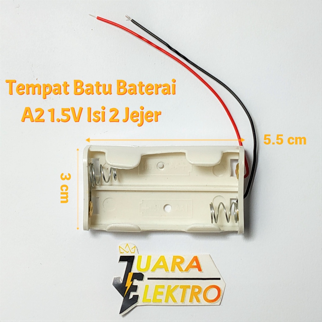 Tempat Batu Baterai A2 1.5V Isi 2 Jejer | Tempat Baterai AA Isi 2 Jejer