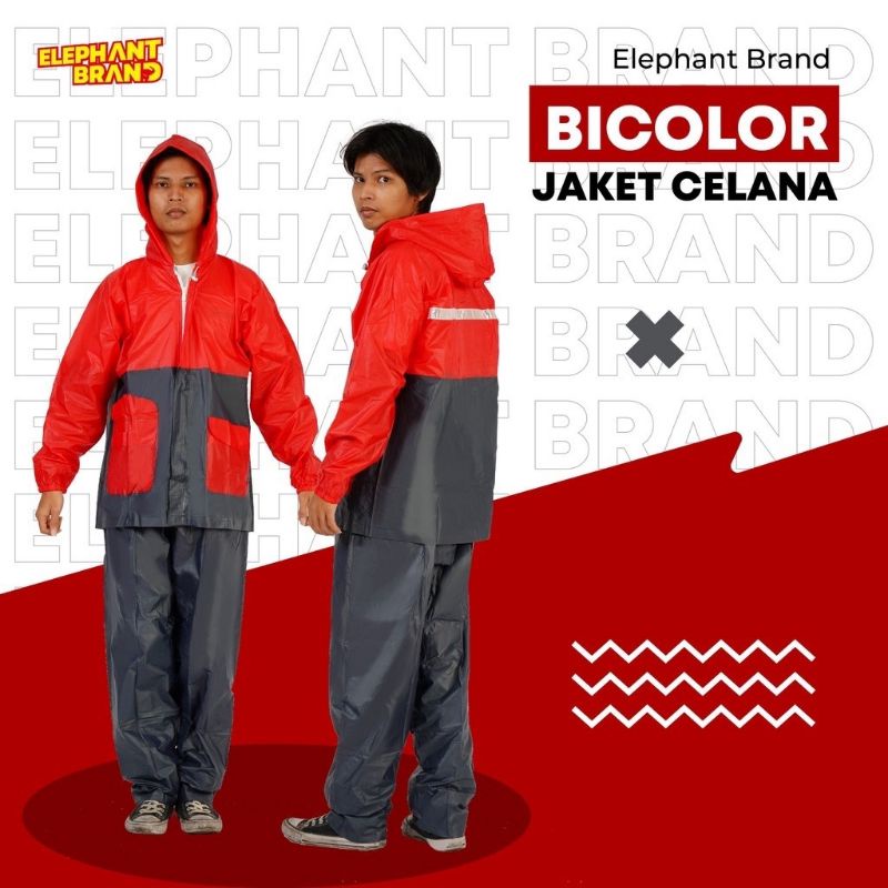 Jas Hujan Pria Wanita Dewasa Setelan Jaket Celana Elephant Brand Bicolour 234 R