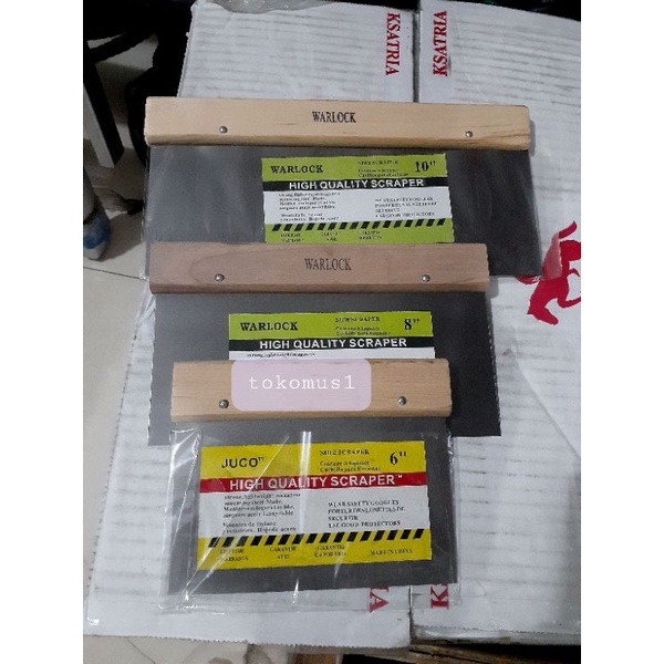 Paket Skrap Kape Side Scraper 6-8-10 Inch GG Kayu Sendok Plat Termurah Berkualitas