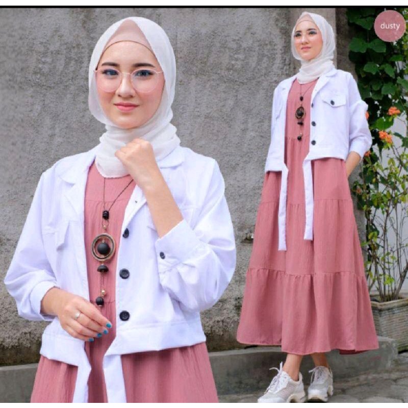Setelan wanita/ Baju wanita/ set gamis + rompi