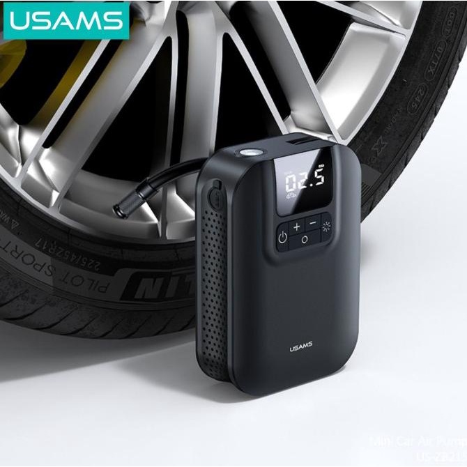 USAMS ZB215 Mini Car Air Pump Portable 5000mAh Pompa Angin Ban Mobil